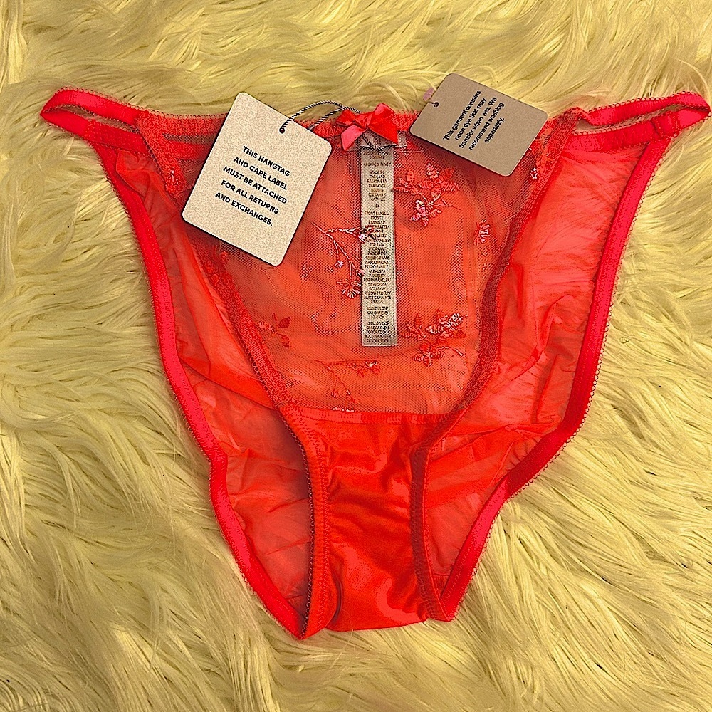 Savage x Fenty Mesh Fresh Cut Floral Embroidered String Bikini Brief NWT